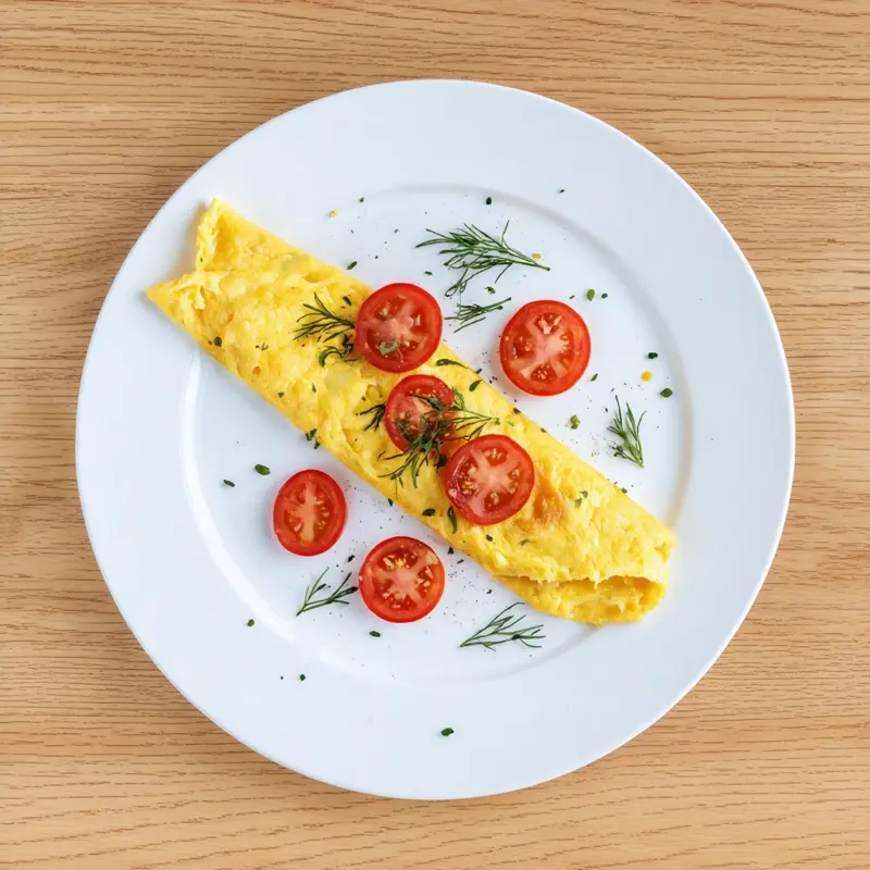 Omelet with tomatoes and dill