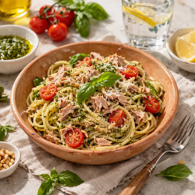 Tuna pesto pasta